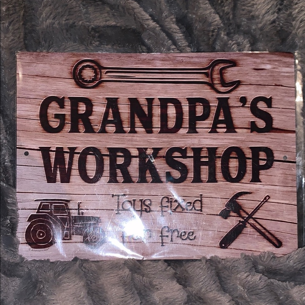 Wooden Wall Sign - Grandpa's Workshop - Brown